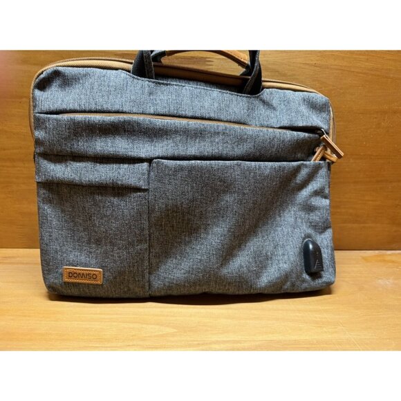 DOMISO 11” Gray Laptop Sleeve Messenger Bag with USB Charging Port - Picture 1 of 8